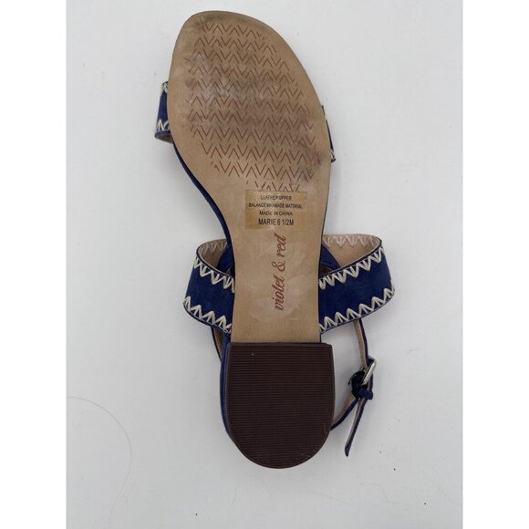 Violet & Red Blue Suede Zig-Zag Strap Sandals For Women - Picture 8 of 8